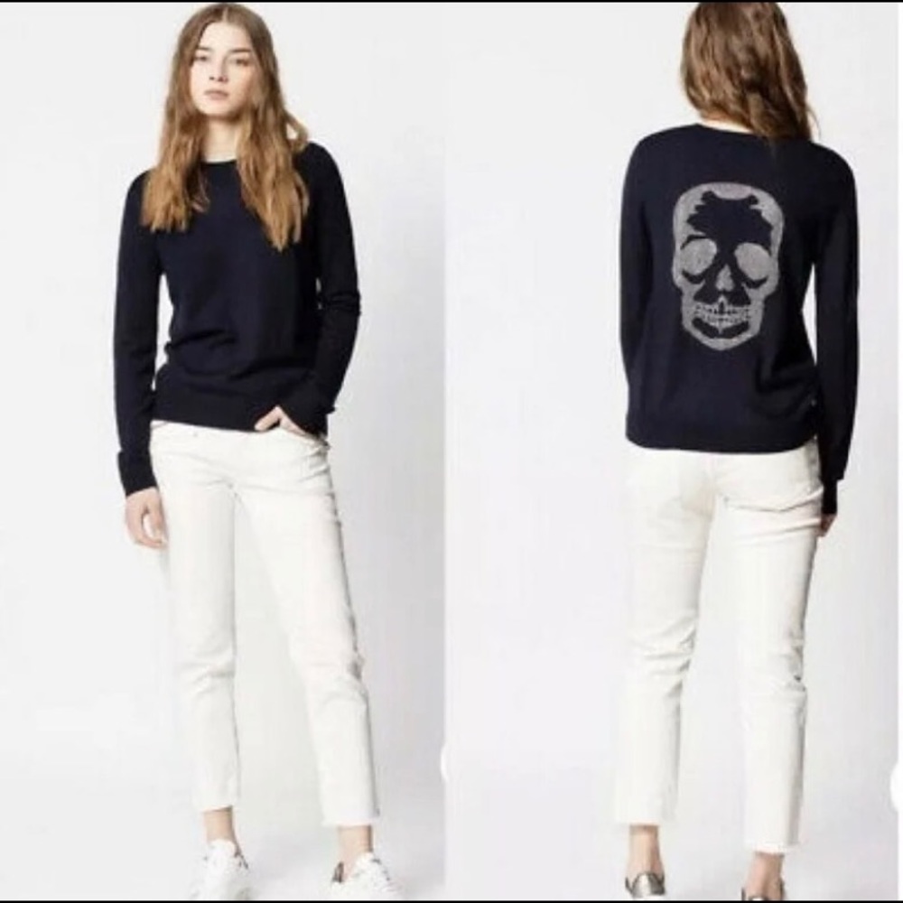 Zadig and Voltaire merino wool skull sweater black